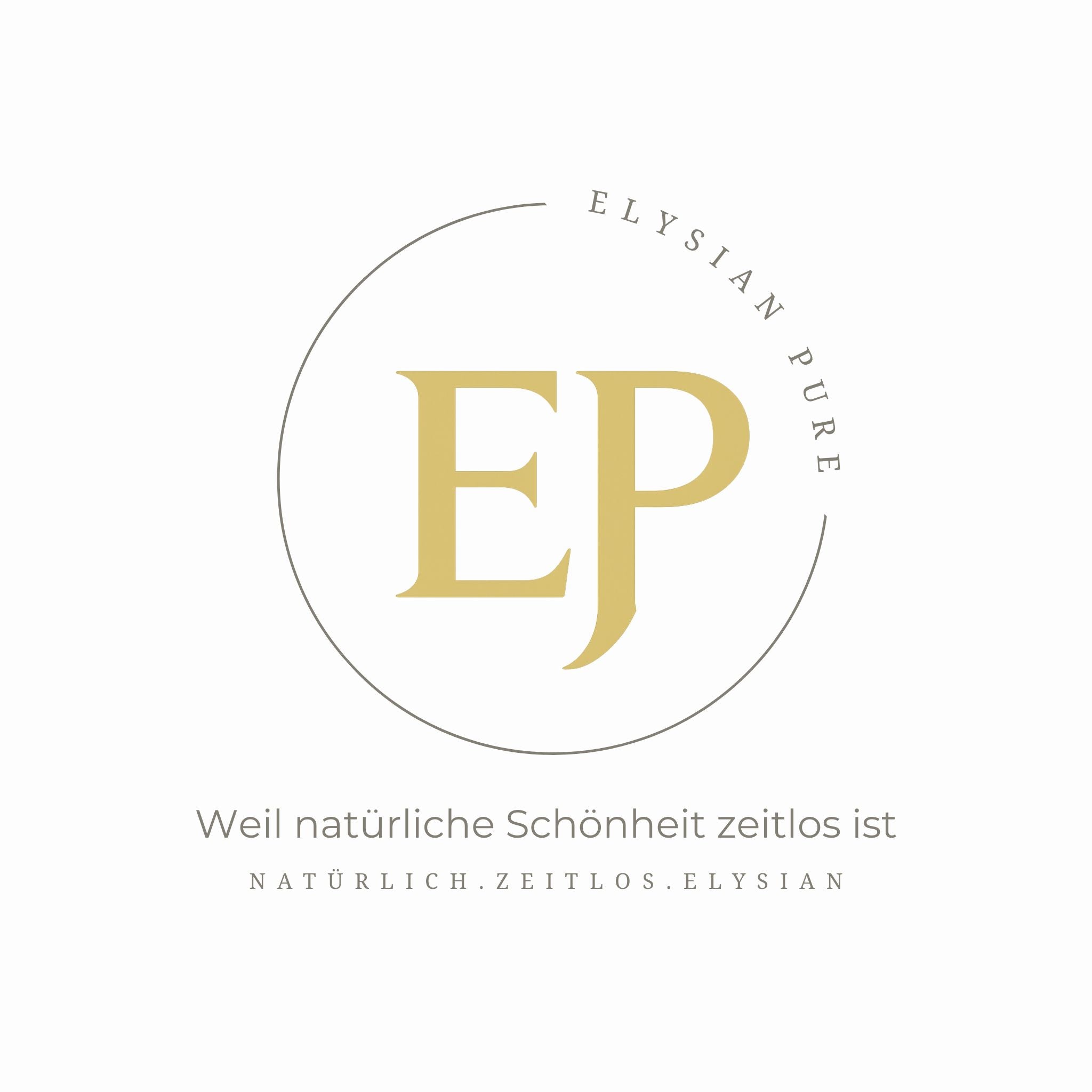 Logo von Elysian Pure mit Slogan ‚weil natürliche Schönheit zeitlos ist‘ – Marke für Tallow Naturkosmetik